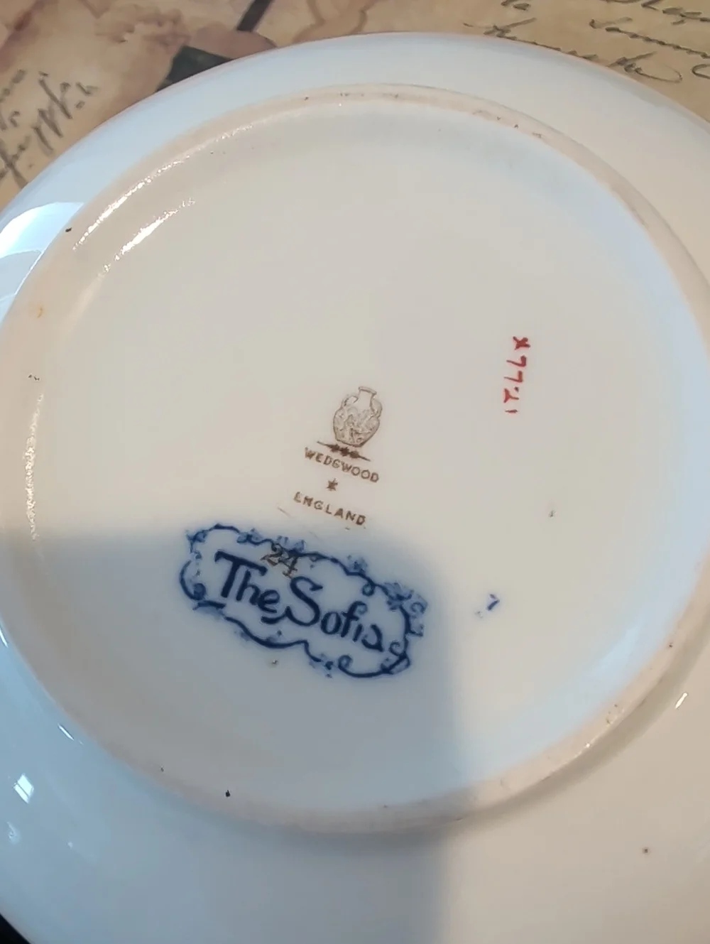 Wedgewood Sophia Blue and White Porcelain Teapot with Gold Trim